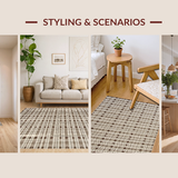 Ultra Soft Area Rug, Non Slip, Stain Resistant, Washable Area Rugs for Living Room, Bedroom, Rustic Minimalist Flatweave Style(Beige)