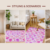 Ultra Soft Area Rug, Non Slip, Stain Resistant, Washable Area Rugs for Living Room, Bedroom, Bright Youthful Floral Fantasy(White)