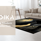 Ultra Soft Area Rug, Non Slip, Stain Resistant, Washable Area Rugs for Living Room, Bedroom, Luxurious Black Gold Aesthetic(Gold)