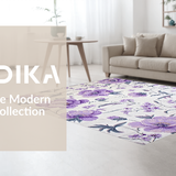 Ultra Soft Area Rug, Non Slip, Stain Resistant, Washable Area Rugs for Living Room, Bedroom, Elegant Round Soft Pastel Motif(Purple)