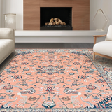 Ultra Soft Area Rug, Non Slip, Stain Resistant, Washable Area Rugs for Living Room, Bedroom, Transitional Striped Peach Aesthetic(Pink)