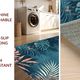Ultra Soft Area Rug, Non Slip, Stain Resistant, Washable Area Rugs for Living Room, Bedroom, Rustic Vibrant Jungle Motif(Blue)