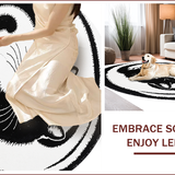 Ultra Soft Area Rug, Non Slip, Stain Resistant, Washable Area Rugs for Living Room, Bedroom, Round Yin Yang Cat Rug for Bathroom Decor(Black)