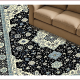 Ultra Soft Area Rug, Non Slip, Stain Resistant, Washable Area Rugs for Living Room, Bedroom, Non-Shedding Vintage Bedroom Area Rug Black Ivory(Black)