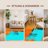Ultra Soft Area Rug, Non Slip, Stain Resistant, Washable Area Rugs for Living Room, Bedroom, Dynamic Watercolor Splash Artistry(Orange)