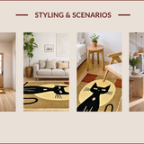 Ultra Soft Area Rug, Non Slip, Stain Resistant, Washable Area Rugs for Living Room, Bedroom, Charming Playful Feline Artwork(Beige)