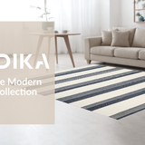 Ultra Soft Area Rug, Non Slip, Stain Resistant, Washable Area Rugs for Living Room, Bedroom, Stylish Contemporary Graphic Stripe Expression(White)