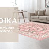 Ultra Soft Area Rug, Non Slip, Stain Resistant, Washable Area Rugs for Living Room, Bedroom, Rustic Chic Floral Impressions(Pink)