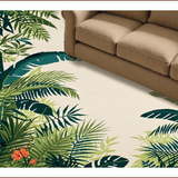 Ultra Soft Area Rug, Non Slip, Stain Resistant, Washable Area Rugs for Living Room, Bedroom, Tropical Flora Abstract Motif(Beige)