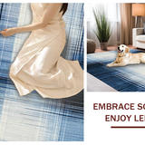 Ultra Soft Area Rug, Non Slip, Stain Resistant, Washable Area Rugs for Living Room, Bedroom, Soft Striped Carpet Ombre Washable Abstract Floor Art(Blue)