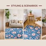 Ultra Soft Area Rug, Non Slip, Stain Resistant, Washable Area Rugs for Living Room, Bedroom, Contemporary Colorful Geometric Elements(Blue)