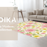 Ultra Soft Area Rug, Non Slip, Stain Resistant, Washable Area Rugs for Living Room, Bedroom, Whimsical Floral Rustic Charm(Pink)