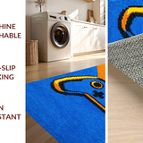 Ultra Soft Area Rug, Non Slip, Stain Resistant, Washable Area Rugs for Living Room, Bedroom, Artistic Tech-Inspired Decorative Rug(Blue)