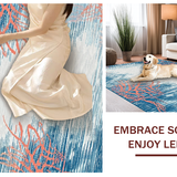 Ultra Soft Area Rug, Non Slip, Stain Resistant, Washable Area Rugs for Living Room, Bedroom, Light Blue Underwater Coral Design(Blue)