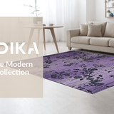 Ultra Soft Area Rug, Non Slip, Stain Resistant, Washable Area Rugs for Living Room, Bedroom, Whimsical Diamond Floral Arrangement(Purple)