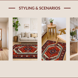 Ultra Soft Area Rug, Non Slip, Stain Resistant, Washable Area Rugs for Living Room, Bedroom, Distressed Oriental Bedroom Farmhouse Area Rug(Red)