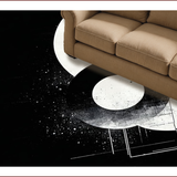 Ultra Soft Area Rug, Non Slip, Stain Resistant, Washable Area Rugs for Living Room, Bedroom, Elegant Circular Harmony Design(Black)