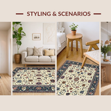 Ultra Soft Area Rug, Non Slip, Stain Resistant, Washable Area Rugs for Living Room, Bedroom, Quaint Neutral Garden Theme(Beige)