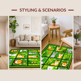 Ultra Soft Area Rug, Non Slip, Stain Resistant, Washable Area Rugs for Living Room, Bedroom, Joyful Circular Animal Playground Concept(Green)