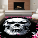 Ultra Soft Area Rug, Non Slip, Stain Resistant, Washable Area Rugs for Living Room, Bedroom, Rustic Vintage Skull Imagery(Black)