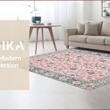 Ultra Soft Area Rug, Non Slip, Stain Resistant, Washable Area Rugs for Living Room, Bedroom, Chic Pastel Floral Arrangement(Pink)