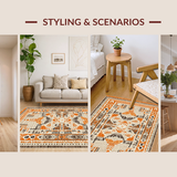 Ultra Soft Area Rug, Non Slip, Stain Resistant, Washable Area Rugs for Living Room, Bedroom, Sophisticated Lattice Design with Warm Hues(Orange)