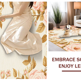 Ultra Soft Area Rug, Non Slip, Stain Resistant, Washable Area Rugs for Living Room, Bedroom, Lush Circular Flora Statement(Beige)