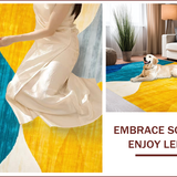 Ultra Soft Area Rug, Non Slip, Stain Resistant, Washable Area Rugs for Living Room, Bedroom, Contemporary Artistic Textured Motif(Yellow)