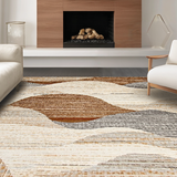 Ultra Soft Area Rug, Non Slip, Stain Resistant, Washable Area Rugs for Living Room, Bedroom, Chic Textured Coastal Aesthetic(Brown)