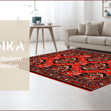 Ultra Soft Area Rug, Non Slip, Stain Resistant, Washable Area Rugs for Living Room, Bedroom, Western Cat Design Plush(Red)