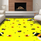 Ultra Soft Area Rug, Non Slip, Stain Resistant, Washable Area Rugs for Living Room, Bedroom, Playful Half Moon Floral Touch(Yellow)