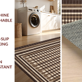 Ultra Soft Area Rug, Non Slip, Stain Resistant, Washable Area Rugs for Living Room, Bedroom, Artful Subtle Checkered Composition(Brown)