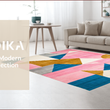 Ultra Soft Area Rug, Non Slip, Stain Resistant, Washable Area Rugs for Living Room, Bedroom, Colorful Modern Symmetrical Design(Pink)