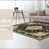 Ultra Soft Area Rug, Non Slip, Stain Resistant, Washable Area Rugs for Living Room, Bedroom, Luxurious Earth Tone Ornate Patterns(Black)