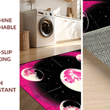 Ultra Soft Area Rug, Non Slip, Stain Resistant, Washable Area Rugs for Living Room, Bedroom, Contemporary Floral Starry Aesthetic(Pink)