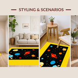 Ultra Soft Area Rug, Non Slip, Stain Resistant, Washable Area Rugs for Living Room, Bedroom, Whimsical Celestial Scene Decor(Yellow)
