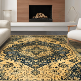 Ultra Soft Area Rug, Non Slip, Stain Resistant, Washable Area Rugs for Living Room, Bedroom, Luxurious Faded Medallion Style(Gold)