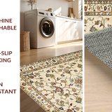 Ultra Soft Area Rug, Non Slip, Stain Resistant, Washable Area Rugs for Living Room, Bedroom, Rustic Neutral Botanical Motif(Beige)