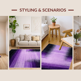 Ultra Soft Area Rug, Non Slip, Stain Resistant, Washable Area Rugs for Living Room, Bedroom, Dynamic Color-Shifted Geometric Motif(Purple)
