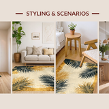 Ultra Soft Area Rug, Non Slip, Stain Resistant, Washable Area Rugs for Living Room, Bedroom, Sophisticated Linear Striped Design(Gold)