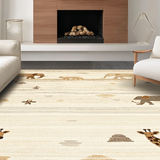 Ultra Soft Area Rug, Non Slip, Stain Resistant, Washable Area Rugs for Living Room, Bedroom, Safari Themed Playful Animal Motifs(Beige)