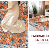 Ultra Soft Area Rug, Non Slip, Stain Resistant, Washable Area Rugs for Living Room, Bedroom, Lively Transitional Floral Fusion(Orange)