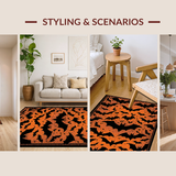 Ultra Soft Area Rug, Non Slip, Stain Resistant, Washable Area Rugs for Living Room, Bedroom, Playful Halloween Character Design(Orange)
