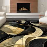 Ultra Soft Area Rug, Non Slip, Stain Resistant, Washable Area Rugs for Living Room, Bedroom, Bold Dynamic Symmetrical Style(Gold)