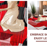 Ultra Soft Area Rug, Non Slip, Stain Resistant, Washable Area Rugs for Living Room, Bedroom, Artful Circular Design Aesthetic(Red)