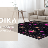 Ultra Soft Area Rug, Non Slip, Stain Resistant, Washable Area Rugs for Living Room, Bedroom, Energetic Rainbow Starry Arrangement(Black)