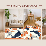 Ultra Soft Area Rug, Non Slip, Stain Resistant, Washable Area Rugs for Living Room, Bedroom, Vibrant Botanical Leaf Arrangement(Orange)