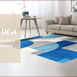 Ultra Soft Area Rug, Non Slip, Stain Resistant, Washable Area Rugs for Living Room, Bedroom, Contemporary Grey and Teal Easy Care Rug for Minimalist Homes(Blue)