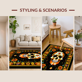 Ultra Soft Area Rug, Non Slip, Stain Resistant, Washable Area Rugs for Living Room, Bedroom, Eclectic Round Ethnic Textile(Orange)