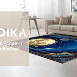 Ultra Soft Area Rug, Non Slip, Stain Resistant, Washable Area Rugs for Living Room, Bedroom, Elegant Sunlit Geometric Motif(Blue)